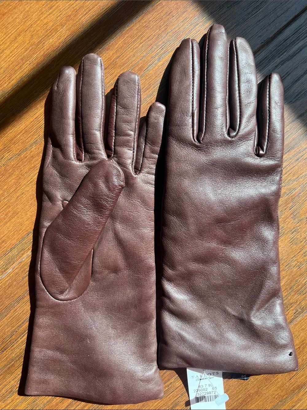 Vintage Talbots Brown Leather Gloves with Cashmere Lining